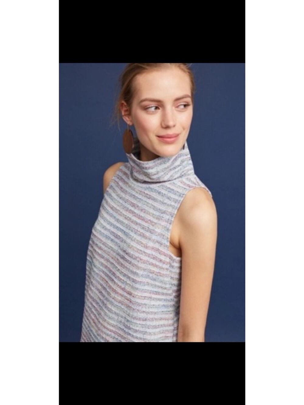 Anthropologie Akemi + Kin Sleeveless Shift Mini Dress Stripe Mock Neck Women Sm